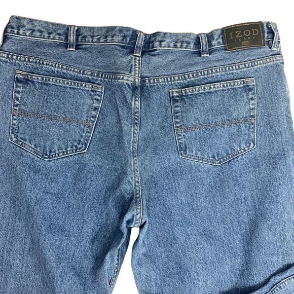 Vintage 90s Mens Izod Relaxed Fit Denim Jeans 40 Med Wash Straight Leg - Picture 4 of 7